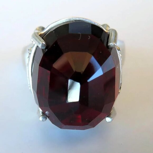 Huge Natural Garnet Dome Ring Reverse Set In Sterling Silver 22.94ct, Size 7 - Picture 7 of 12